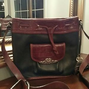 Brighton bucket style purse with leather drawstrin